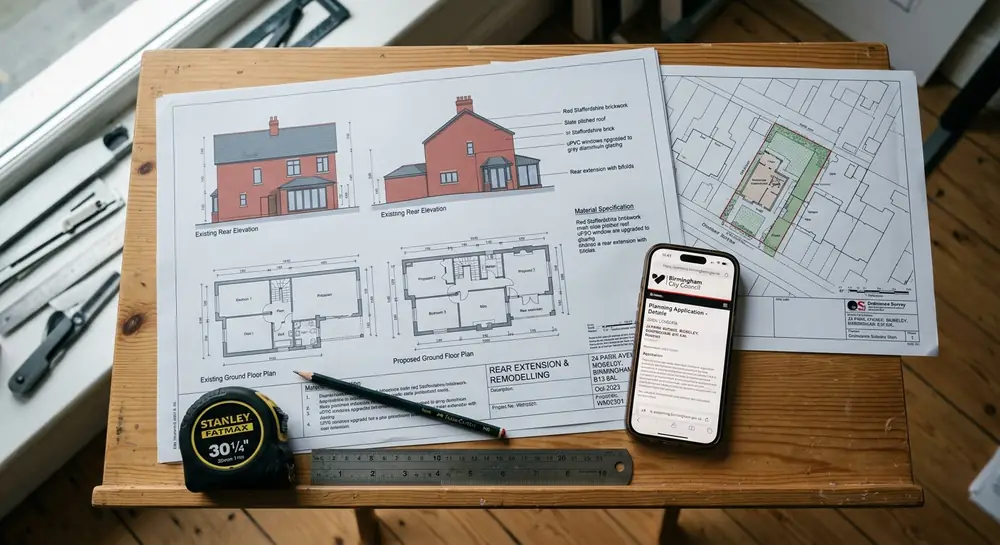 Planning documents for a house extension
