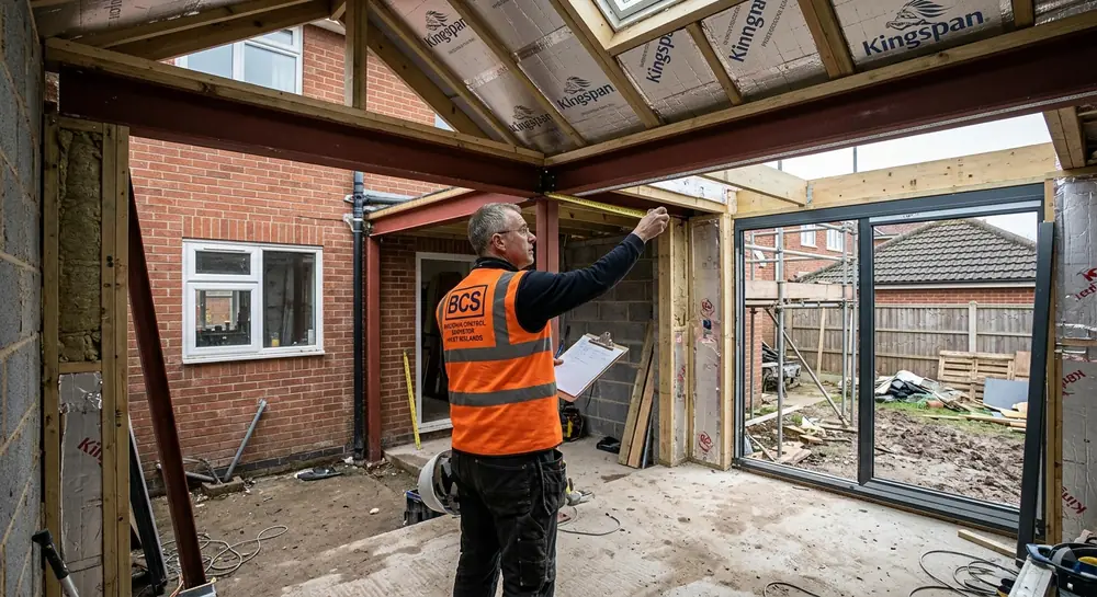 Building regulations inspection during an extension build