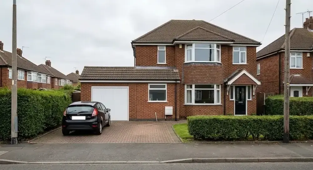 Single-storey integral garage, plain elevation.